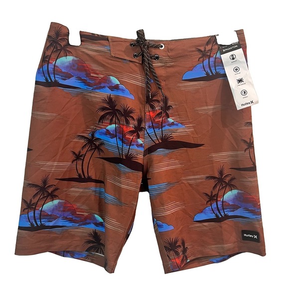 Hurley Other - Hurley Phantom Board Shorts Mens 30 Swim Sunset Pattern New Brown Beach Trunks